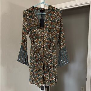Heyson Floral Green Dress with Blue Accents
